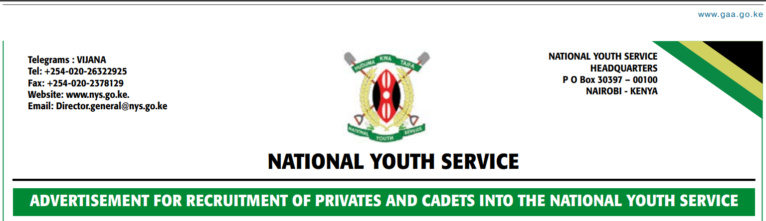 National Youth Service (NYS) is Hiring Privates and Cadet Officers (750 Positions); How to Apply