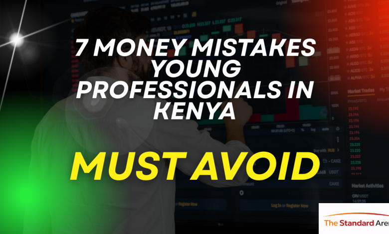7 Money Mistakes Young Professionals in Kenya Must Avoid. M-Pesa mobile money transaction on smartphone showing personal finance management in Kenya