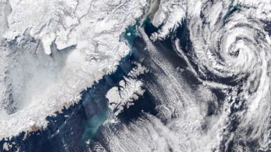 NASA Satellite Captures Mesmerizing Swirling Cloud Formations Off Alaska’s Coast