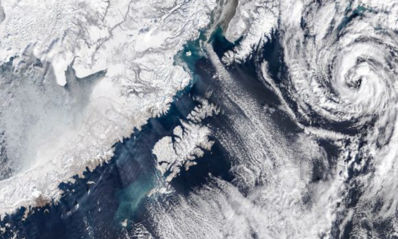 NASA Satellite Captures Mesmerizing Swirling Cloud Formations Off Alaska’s Coast