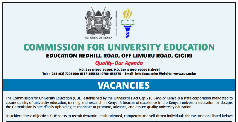 CUE Recruitment 2026: Commission for University Education Announces 35+ Vacancies; How to Apply