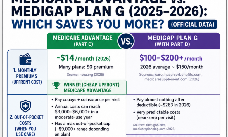 Medicare Advantage vs. Medigap Plan G (2025–2026): Which Saves You More? (Official Data)