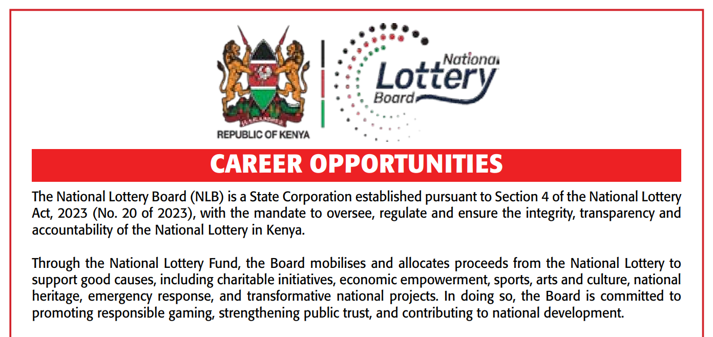 National Lottery Board Announces 2026 Recruitment: CEO, General Manager, Corporation Secretary & More; How to Apply