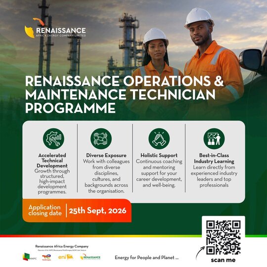 Renaissance Africa Energy Company Operations and Maintenance Technician Program 2026 for Young Nigerian Graduates